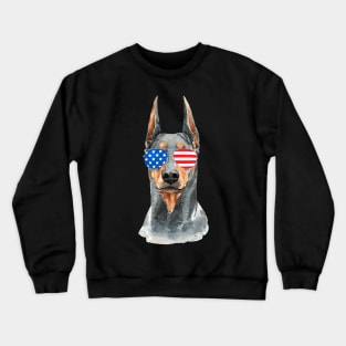 Doberman 4Th Of July Merica Crewneck Sweatshirt